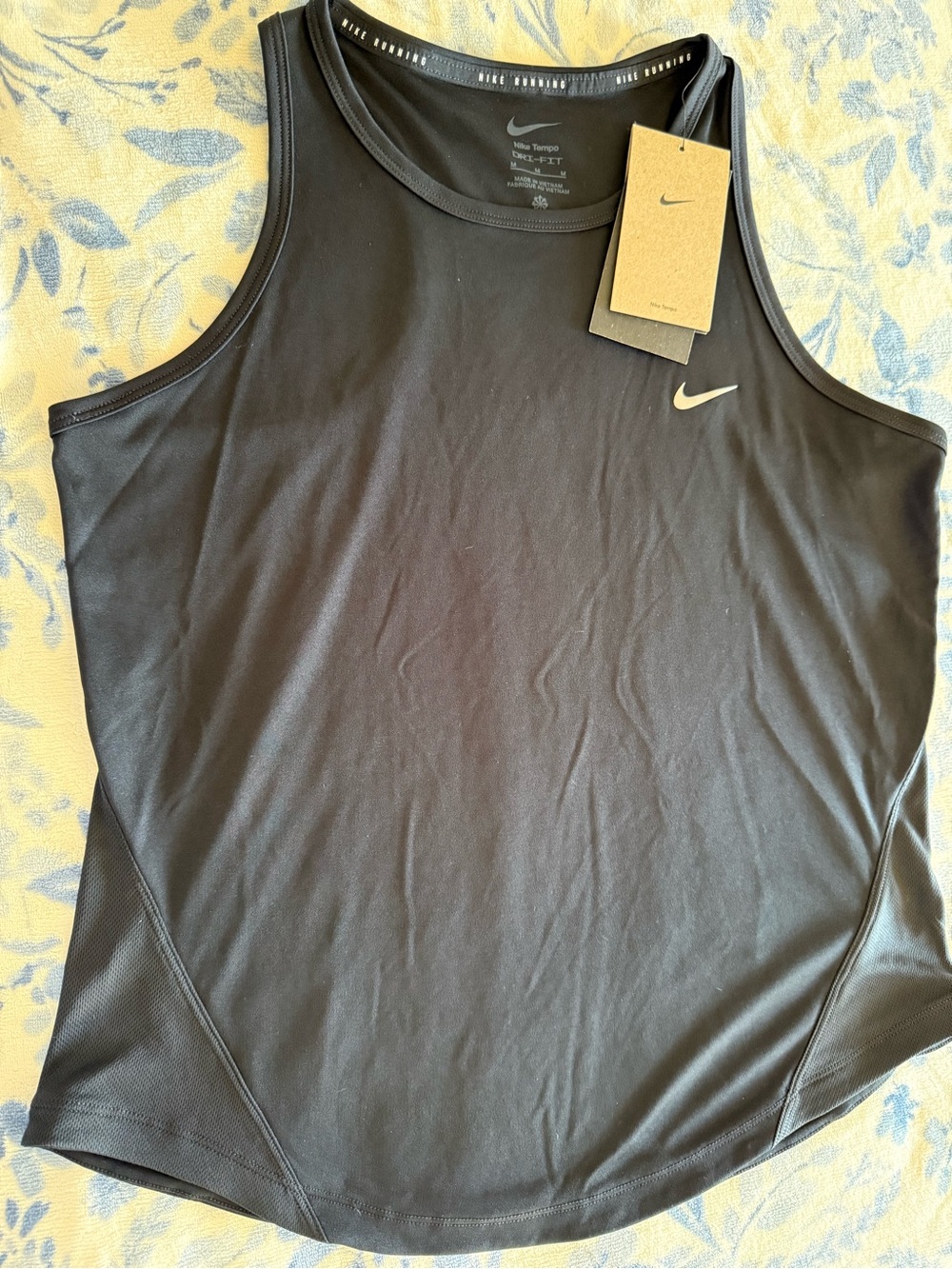 Nike Women’s Black Tank Top with White Swoosh Size Medium